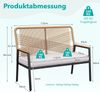 TLGREEN Gartenbank Rattan,2-Sitzer Gartenstuhl Polyrattan,Sitzbank Outdoor, (Gartenmöbel mit 8 cm dicken Sitzkissen, WPC Armrest), für Terrasse, Garten, Veranda Bild 2
