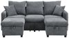 Merax Ecksofa U-förmiges Schlafsofa mit Staufunktion, Tagesbett Sofa Wohnzimmersofa aus Chenille-Bezug 1 Teile, 3-Sitzer-Ecksofa mit 2 Schubladen & 2 Hocker mit Stauraum, Polstersofa Bild 4