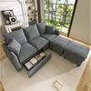 Merax Ecksofa U-förmiges Schlafsofa mit Staufunktion, Tagesbett Sofa Wohnzimmersofa aus Chenille-Bezug 1 Teile, 3-Sitzer-Ecksofa mit 2 Schubladen & 2 Hocker mit Stauraum, Polstersofa Bild 3