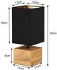 Tischleuchte WOODY mit Holzfuß Stoffschirm Schwarz / Gold, Höhe 30cm Bild 3