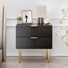 Nachttisch 53×53×41,3 cm in Schwarz mit 2 Schubladen – moderner Beistelltisch aus MDF und Metall Bild 3