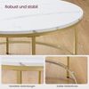 Vasagle Couchtisch mit Glasplatte, Holz / Stahl, Marmorweiß-Gold, Ø 80x46 cm Bild 5