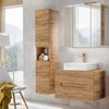 Badezimmermöbel Set mit 80 cm Waschtisch & LED-Spiegelschrank, Wotan Eiche Nb, B/H/T ca. 130/200/46 cm Bild 1