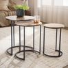 Beistelltisch 3er Set Aluminium Gold / Schwarz Design Satztisch Metall Rund, Wohnzimmertisch Abstelltisch Modern, Sofatisch Dekotisch 3-teilig Wohnzimmer, Verschachtelungstische Bild 2