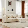 Ecksofa L-Form mit Hocker, Zier- und Armlehnenkissen, Chenille Bild 2