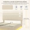 HAUSS SPOLE Polsterbett 140x200 mit Bettkasten&LED,Stauraumbett mit Lattenrost aus Cord,Beige Bild 3