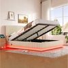 HAUSS SPOLE Polsterbett 140x200 mit Bettkasten&LED,Stauraumbett mit Lattenrost aus Cord,Beige Bild 2