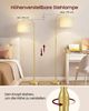 VASAGLE Stehlampe modern mit höhenverstellbarem Bogen, Leselampe mit Fußschalter, für Wohnzimmer, Stoffschirm, E27, gold Bild 4