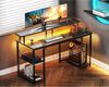 Gaming Tisch LED-Beleuchtung Monitorständer USB-Stauraum 120x50cm Bild 2