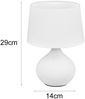 LED Tischleuchte mit Keramikfuß Weiß & Stoffschirm Weiß, Höhe 29cm Bild 4