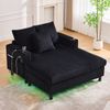 Relaxsessel mit Cordbezug, USB-Anschluss & LED, 142x128x85 cm, Schwarz Bild 5