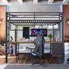 Etagenbett mit Schreibtisch und LED-Beleuchtung (90x200cm/140x200cm), Metallbett mit Rausfallschutz, Jugendbett Bild 2