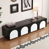 TV-Lowboard Schwarz Weiß 180 cm, moderner TV-Schrank mit Schubladen, Doppeltüren, Kabelmanagement, Sideboard für Wohnzimmer Bild 3