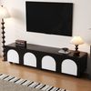 TV-Lowboard Schwarz Weiß 180 cm, moderner TV-Schrank mit Schubladen, Doppeltüren, Kabelmanagement, Sideboard für Wohnzimmer Bild 4