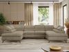 MKS Möbel 'Pablo U-Form' Wohnlandschaft mit Bettkasten, Dunkelbeige, Struktur, Visco Topper Bild 3