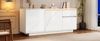 Sideboard 140x40x60 cm, Hochglanz Weiß mit LED, 3 Schränke & 1 Schublade, verstellbare Einlegeböden Bild 3