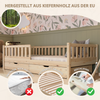 Crazy Pine 'Crazy Basic' Kinderbett mit Rausfallschutz, Skandinavisches Design, Holz, Natur, 90x200 cm, mit Schublade Bild 4