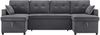 Sofa U-förmig 270 × 130 × 86 cm, Baumwoll‑Leinen, umbaubar zur Schlafcouch, Grau Bild 5