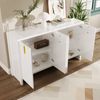Sideboard 140 cm Weiß mit Goldgriffen, verstellbare Regalböden & Stauraum Schrank Wohnzimmermöbel Bild 5