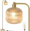 LMaxhome Stehlampe LED Modren Stehleuchte mit Glas Lampenschirm, Höhe 170cm Wohnraumlampe, Fußschalter, LED wechselbar, Warmes Weiß, mit E27-Fassung&Glühbirne Eckleuchte für Büro Wohnzimmer Schlafzimmer Bild 4