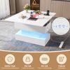 Merax Couchtisch mit Steckdose, USB-C&USB-Ladebuchse, multifunktionaler Wohnzimmertisch mit LED, anhebbarer Kaffeetish, höhenverstellbar Sofatisch, Weiß Bild 5