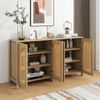 Merax Modernes Sideboard im minimalistischen Stil 4-Rattantür, Metallgriff einfaches Buffetschrank für Esszimmer, Wohnzimmer, Küche (Naturholz) Bild 3