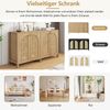 Merax Modernes Sideboard im minimalistischen Stil 4-Rattantür, Metallgriff einfaches Buffetschrank für Esszimmer, Wohnzimmer, Küche (Naturholz) Bild 5