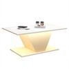 KLAM HOME Couchtisch 100*50*46 cm Couchtisch Sonderform, Kaffeetisch mit LED-Leuchten (hochglänzende Wohnzimmertisch, Sofatisch,Beistelltisch), geeignet für kleine Räum,Weiß,V-Form Bild 2