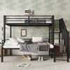 Etagenbett mit 2 Liegeflächen und Treppe (90x200cm/120x200cm) Kinderbett mit Regal und Rausfallschutz, Jugendbett, Metallbett Bild 2