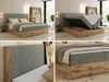 Doppelbett, Boxspringbett mit Bettkästen, Multipocket-Matratze und Topper, Set mit Kopfteil, Eiche Wotan Holzrahmen - WOOD CLASSIC - 140 x 200 cm - Grau Struktur - H4 Bild 2