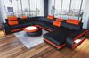Mini XXL Wohnlandschaft Berlin aus Leder - Kunstleder - schwarz-orange - Rechts Bild 4