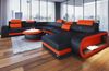 Mini XXL Wohnlandschaft Berlin aus Leder - Kunstleder - schwarz-orange - Rechts Bild 3