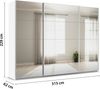 rauch Quadra, Kleiderschrank, Schiebetürenschrank, 3-türig, mit Spiegel, mit 4 Kleiderstangen und 8 Einlegeböden, Farbe Weiß, BxHxT 315x229x62cm Bild 4