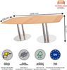Rheinland Möbel Konferenztisch KONTI 220x103 cm – ovaler Besprechungstisch in Buche mit verchromten Säulenfüßen & Kabelauslass, Meetingtisch für 6–8 Personen, moderner XXL-Tisch fürs Büro & Besprechungsraum Bild 3