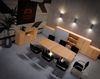 Rheinland Möbel Konferenztisch KONTI 220x103 cm – ovaler Besprechungstisch in Buche mit verchromten Säulenfüßen & Kabelauslass, Meetingtisch für 6–8 Personen, moderner XXL-Tisch fürs Büro & Besprechungsraum Bild 4
