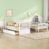 Merax 90x200cm Etagenbetten, Kinderbetten, Funktionelle Betten, Etagenbett mit Schubladen, Cabrio-Betten, Weiß Bild 3