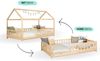 Ticaa Hausbett Duo mit Rausfallschutz aus Kiefer, Bodenbett 90x200, inkl. abnehmbarem Dach, mit Rollrost Bild 3