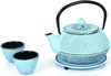 ECHTWERK Geschirr-Set Teeservice im Vintage-Design (4-tlg), Gusseisen, Teekanne 0,8L, Sieb abnehmbar, Teebereiter, Untersetzer + 2 Teetassen Bild 5