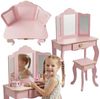 BOXIMO Schminktisch Kinderschminktisch REIA, mit Spiegel und Hocker im Set, rosa Bild 3