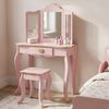 BOXIMO Schminktisch Kinderschminktisch REIA, mit Spiegel und Hocker im Set, rosa Bild 2