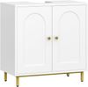 Waschbeckenunterschrank, Unterschrank, Waschtischunterschrank, Badezimmerschrank mit 2 Türen, verstellbare Ablage, viel Stauraum, freistehend, Landhausstil, 30 x 60 x 63 cm, Weiß Bild 2