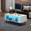 Merax couchtisch Höhenverstellbarer Kaffeetisch mit Verstecktem Stauraum, wohnzimmertisch Mit LED-Licht, Sofatisch mit Stauraum und Ausstellungsfläche, Weiß Bild 2