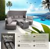 tectake Loungeset Rattan Sitzgruppe mit Sicherheitsglasplatte, für 5 bis 6 Personen, (Gartenlounge-set San Marino, 7-tlg, geeignet für Outdoor in Grau), wetterfest und UV-beständig, Dicke der Polster 10 cm Bild 2