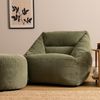 Icon Natalia Sitzsack Sessel mit Hocker für Erwachsene, Salbeigrün, Flauschiger Cord Stoff, Riesen Sitzsack Cord mit Füllung, Bean Bag Chair, Bequemer Sessel Wohnzimmer, Lounge, Schlafzimmer, Büro Bild 2
