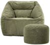 Icon Natalia Sitzsack Sessel mit Hocker für Erwachsene, Salbeigrün, Flauschiger Cord Stoff, Riesen Sitzsack Cord mit Füllung, Bean Bag Chair, Bequemer Sessel Wohnzimmer, Lounge, Schlafzimmer, Büro Bild 3