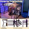 Hochbett mit RGB LED-Streifen, Schreibtisch, Lattenrost, Trittleiter, Kleiderstange, Regal, USB und Type-C, 140x200 cm, Kinderbett mit Rausfallschutz Bild 4