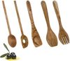 Metaltex Kochbesteck-Set (Set, 5-tlg, 2 Kochlöffel, 1 Pfannenwender, 2tlg. Salatbesteck), Olivenholz Bild 2