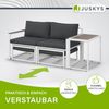 Juskys Gartenmöbel Sofa Set 5-teilig Bari mit Tisch & Polster - Metall Gartenlounge - Balkonmöbel klein - Outdoor Möbel Balkon Garten - Lounge Grau Bild 4