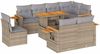 vidaXL 9-tlg. Garten-Sofagarnitur mit Kissen Beige Poly Rattan Akazie 3327615 Bild 2