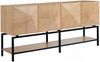 KAWOLA Sideboard ANJO 4 Türen 1 Ablage Eiche furniert braun Metall schwarz pulverbeschichtet 85 x 40 x 180 cm Bild 3